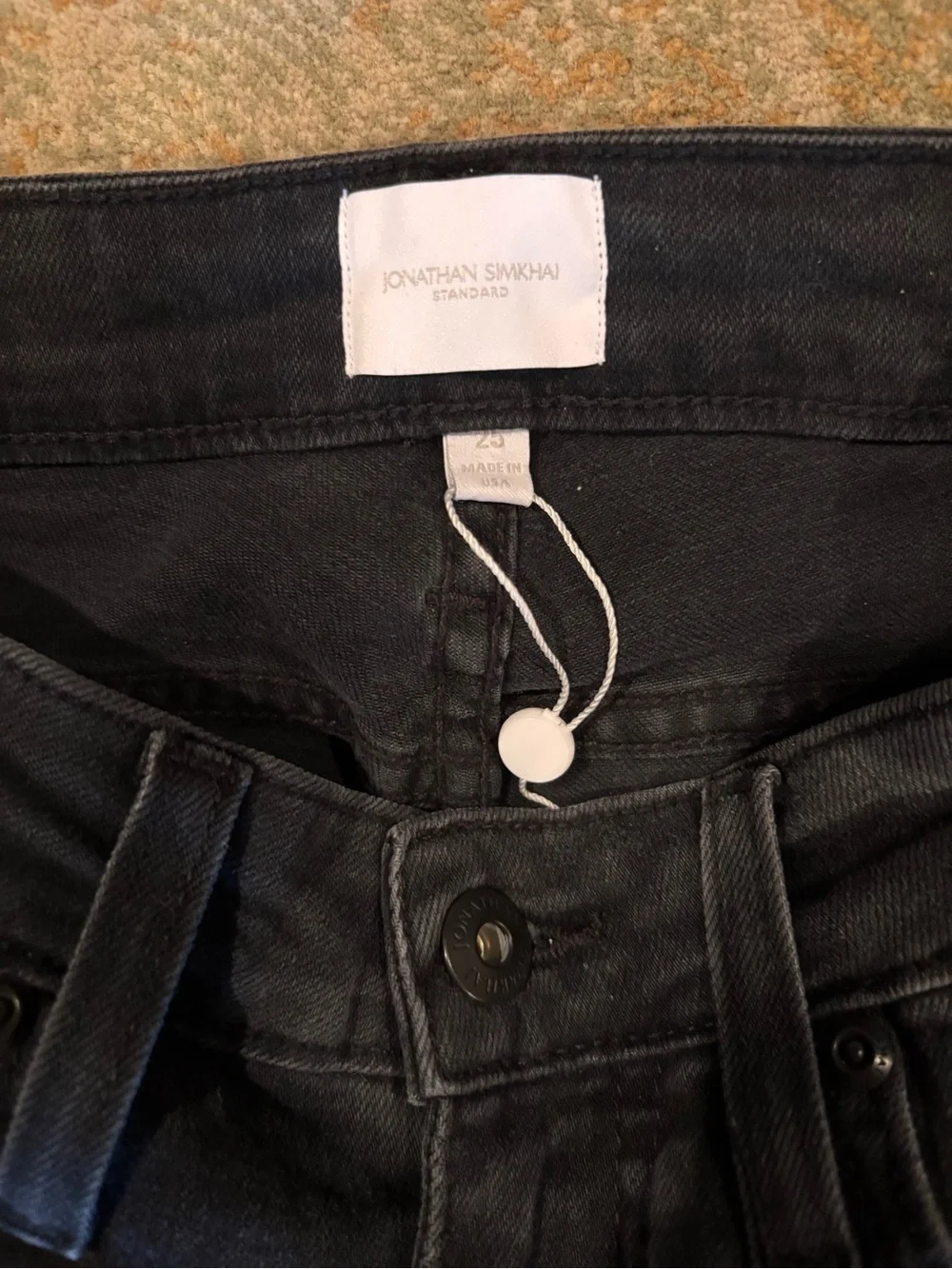 Jonathan Simkhai Standard Jeans Women’s 25 Black Distressed Raw Hem High Rise